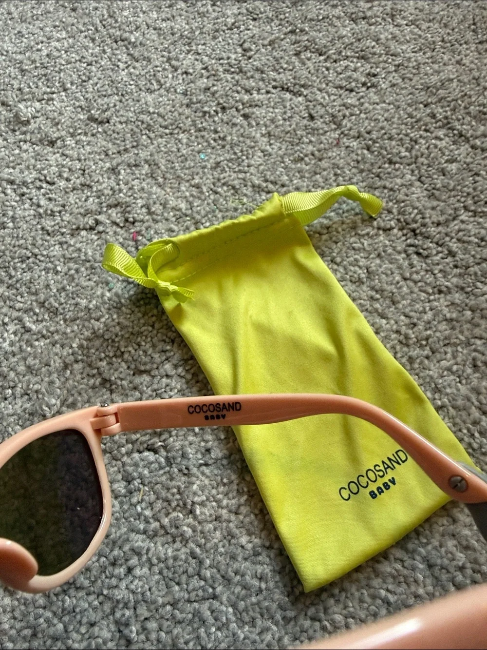Pink Kids Sunglasses with Green Mirrored Lenses